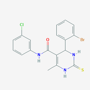 molecular formula C18H15BrClN3OS B2671982 4-(2-bromophenyl)-N-(3-chlorophenyl)-6-methyl-2-sulfanylidene-3,4-dihydro-1H-pyrimidine-5-carboxamide CAS No. 438482-67-8