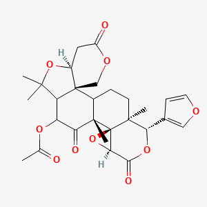 molecular formula C28H32O10 B2671984 (2R,7S,13R,14R,16S,19R,20S)-19-(furan-3-yl)-9,9,13,20-tetramethyl-5,12,17-trioxo-4,8,15,18-tetraoxahexacyclo[11.9.0.0(2),.0(2),(1).0(1),(1).0(1),(2)]docosan-11-yl acetate CAS No. 115458-72-5