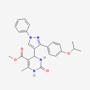 molecular formula C25H26N4O4 B2671989 methyl 6-methyl-2-oxo-4-{1-phenyl-3-[4-(propan-2-yloxy)phenyl]-1H-pyrazol-4-yl}-1,2,3,4-tetrahydropyrimidine-5-carboxylate CAS No. 955896-46-5