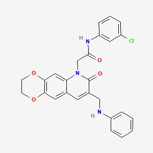 molecular formula C26H22ClN3O4 B2671999 N-(3-chlorophenyl)-2-{7-oxo-8-[(phenylamino)methyl]-2H,3H,6H,7H-[1,4]dioxino[2,3-g]quinolin-6-yl}acetamide CAS No. 894549-28-1