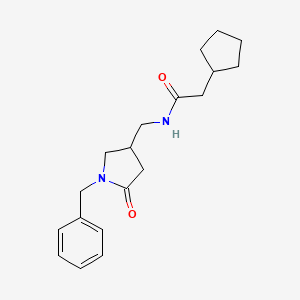 molecular formula C19H26N2O2 B2672027 N-[(1-benzyl-5-oxopyrrolidin-3-yl)methyl]-2-cyclopentylacetamide CAS No. 955229-20-6