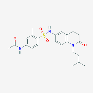 molecular formula C23H29N3O4S B2672028 N-(3-methyl-4-{[1-(3-methylbutyl)-2-oxo-1,2,3,4-tetrahydroquinolin-6-yl]sulfamoyl}phenyl)acetamide CAS No. 941955-98-2