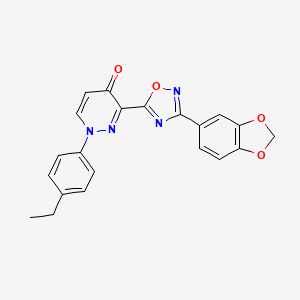 molecular formula C21H16N4O4 B2672029 3-[3-(2H-1,3-benzodioxol-5-yl)-1,2,4-oxadiazol-5-yl]-1-(4-ethylphenyl)-1,4-dihydropyridazin-4-one CAS No. 1251681-25-0