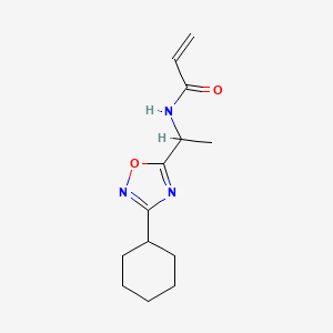 molecular formula C13H19N3O2 B2672045 N-[1-(3-Cyclohexyl-1,2,4-oxadiazol-5-yl)ethyl]prop-2-enamide CAS No. 2189108-43-6