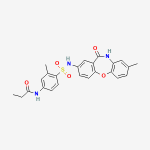 molecular formula C24H23N3O5S B2672058 N-(3-methyl-4-(N-(8-methyl-11-oxo-10,11-dihydrodibenzo[b,f][1,4]oxazepin-2-yl)sulfamoyl)phenyl)propionamide CAS No. 922093-78-5