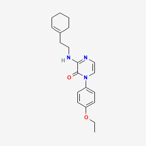 molecular formula C20H25N3O2 B2672072 3-{[2-(Cyclohex-1-en-1-yl)ethyl]amino}-1-(4-ethoxyphenyl)-1,2-dihydropyrazin-2-one CAS No. 899726-26-2