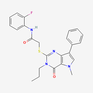 B2672100 N-(2-fluorophenyl)-2-((5-methyl-4-oxo-7-phenyl-3-propyl-4,5-dihydro-3H-pyrrolo[3,2-d]pyrimidin-2-yl)thio)acetamide CAS No. 1111997-10-4
