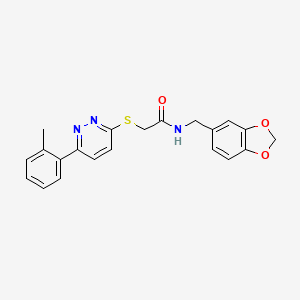 molecular formula C21H19N3O3S B2672107 N-[(2H-1,3-benzodioxol-5-yl)methyl]-2-{[6-(2-methylphenyl)pyridazin-3-yl]sulfanyl}acetamide CAS No. 941931-26-6