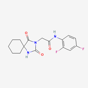 molecular formula C16H17F2N3O3 B2672111 N-(2,4-difluorophenyl)-2-(2,4-dioxo-1,3-diazaspiro[4.5]dec-3-yl)acetamide CAS No. 849520-79-2