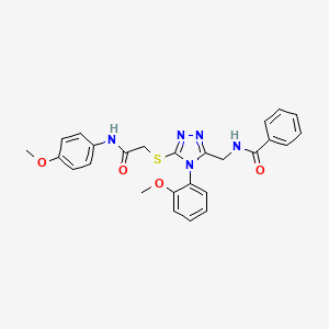 molecular formula C26H25N5O4S B2672117 N-{[4-(2-methoxyphenyl)-5-({[(4-methoxyphenyl)carbamoyl]methyl}sulfanyl)-4H-1,2,4-triazol-3-yl]methyl}benzamide CAS No. 393839-73-1