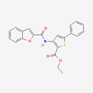 molecular formula C22H17NO4S B2672122 ethyl 3-(1-benzofuran-2-amido)-5-phenylthiophene-2-carboxylate CAS No. 922473-32-3