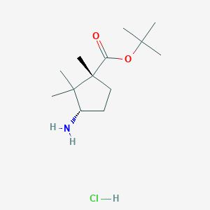 molecular formula C13H26ClNO2 B2672129 tert-butyl(1R,3S)-3-amino-1,2,2-trimethylcyclopentane-1-carboxylatehydrochloride CAS No. 2490322-68-2