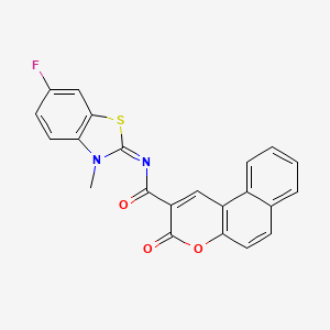 molecular formula C22H13FN2O3S B2672157 N-[(2E)-6-fluoro-3-methyl-2,3-dihydro-1,3-benzothiazol-2-ylidene]-3-oxo-3H-benzo[f]chromene-2-carboxamide CAS No. 441291-59-4