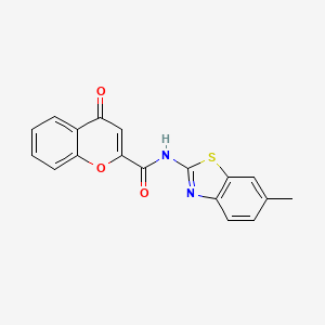 molecular formula C18H12N2O3S B2672165 N-(6-methyl-1,3-benzothiazol-2-yl)-4-oxo-4H-chromene-2-carboxamide CAS No. 361166-28-1