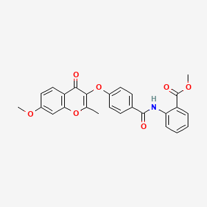 molecular formula C26H21NO7 B2672171 methyl 2-(4-((7-methoxy-2-methyl-4-oxo-4H-chromen-3-yl)oxy)benzamido)benzoate CAS No. 951985-04-9