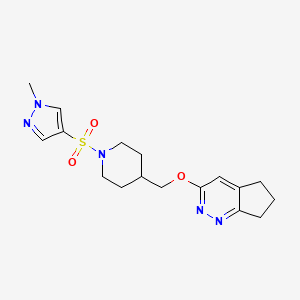 molecular formula C17H23N5O3S B2672191 4-({5H,6H,7H-cyclopenta[c]pyridazin-3-yloxy}methyl)-1-[(1-methyl-1H-pyrazol-4-yl)sulfonyl]piperidine CAS No. 2309733-46-6