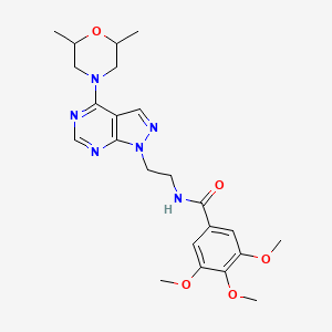 molecular formula C23H30N6O5 B2672214 N-(2-(4-(2,6-dimethylmorpholino)-1H-pyrazolo[3,4-d]pyrimidin-1-yl)ethyl)-3,4,5-trimethoxybenzamide CAS No. 1172823-43-6