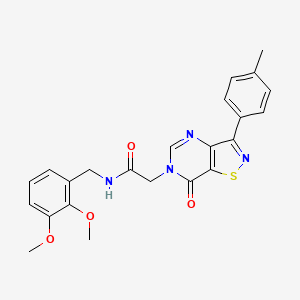 molecular formula C23H22N4O4S B2672222 N-[(2,3-dimethoxyphenyl)methyl]-2-[3-(4-methylphenyl)-7-oxo-6H,7H-[1,2]thiazolo[4,5-d]pyrimidin-6-yl]acetamide CAS No. 1113120-64-1