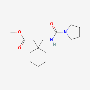 molecular formula C15H26N2O3 B2672235 methyl 2-(1-((pyrrolidine-1-carboxamido)methyl)cyclohexyl)acetate CAS No. 1573548-19-2
