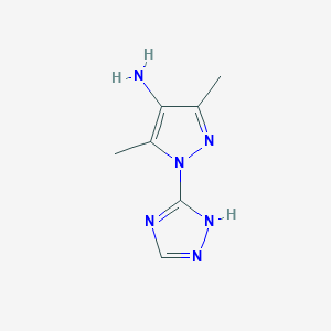 molecular formula C7H12Cl2N6 B2672244 3,5-dimethyl-1-(4H-1,2,4-triazol-3-yl)-1H-pyrazol-4-amine CAS No. 1573548-01-2