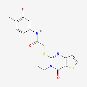 2-[(3-ethyl-4-oxo-3,4-dihydrothieno[3,2-d]pyrimidin-2-yl)sulfanyl]-N-(3-fluoro-4-methylphenyl)acetamide