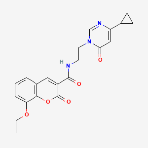 molecular formula C21H21N3O5 B2672277 N-(2-(4-cyclopropyl-6-oxopyrimidin-1(6H)-yl)ethyl)-8-ethoxy-2-oxo-2H-chromene-3-carboxamide CAS No. 2034480-25-4