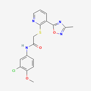 molecular formula C17H15ClN4O3S B2672278 N-(3-chloro-4-methoxyphenyl)-2-((3-(3-methyl-1,2,4-oxadiazol-5-yl)pyridin-2-yl)thio)acetamide CAS No. 1251634-21-5