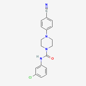 molecular formula C18H17ClN4O B2672279 N-(3-chlorophenyl)-4-(4-cyanophenyl)tetrahydro-1(2H)-pyrazinecarboxamide CAS No. 478046-91-2