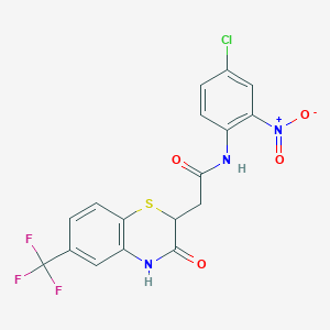 molecular formula C17H11ClF3N3O4S B2672324 N-(4-chloro-2-nitrophenyl)-2-[3-oxo-6-(trifluoromethyl)-3,4-dihydro-2H-1,4-benzothiazin-2-yl]acetamide CAS No. 670255-11-5