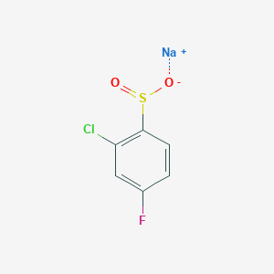 molecular formula C6H3ClFNaO2S B2672363 sodium 2-chloro-4-fluorobenzene-1-sulfinate CAS No. 1233510-02-5