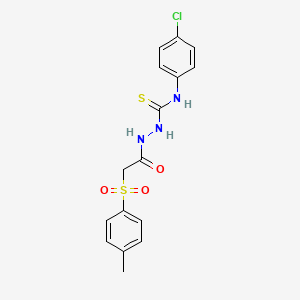 molecular formula C16H16ClN3O3S2 B2672393 N-{[(4-chlorophenyl)carbamothioyl]amino}-2-(4-methylbenzenesulfonyl)acetamide CAS No. 1024436-85-8