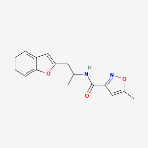 molecular formula C16H16N2O3 B2672416 N-[1-(1-benzofuran-2-yl)propan-2-yl]-5-methyl-1,2-oxazole-3-carboxamide CAS No. 2034610-22-3