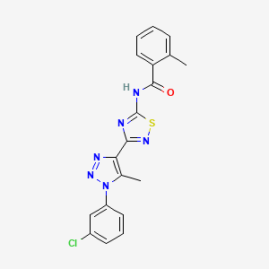 B2672475 N-{3-[1-(3-chlorophenyl)-5-methyl-1H-1,2,3-triazol-4-yl]-1,2,4-thiadiazol-5-yl}-2-methylbenzamide CAS No. 932350-23-7