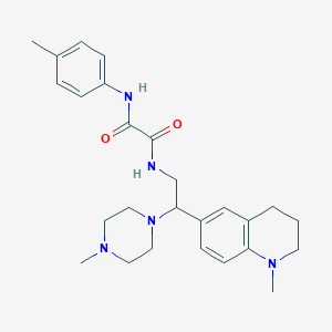 molecular formula C26H35N5O2 B2672512 N-[2-(1-methyl-1,2,3,4-tetrahydroquinolin-6-yl)-2-(4-methylpiperazin-1-yl)ethyl]-N'-(4-methylphenyl)ethanediamide CAS No. 922038-81-1