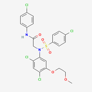 molecular formula C23H20Cl4N2O5S B2672525 N-(4-chlorophenyl)-2-{N-[2,4-dichloro-5-(2-methoxyethoxy)phenyl]4-chlorobenzenesulfonamido}acetamide CAS No. 338967-74-1