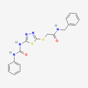 molecular formula C18H17N5O2S2 B2672563 N-benzyl-2-((5-(3-phenylureido)-1,3,4-thiadiazol-2-yl)thio)acetamide CAS No. 898437-06-4