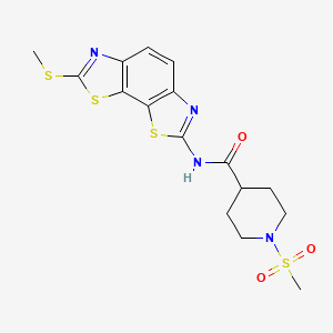 molecular formula C16H18N4O3S4 B2672565 N-(2-methylsulfanyl-[1,3]thiazolo[4,5-g][1,3]benzothiazol-7-yl)-1-methylsulfonylpiperidine-4-carboxamide CAS No. 1060185-83-2