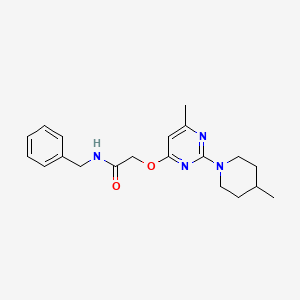 molecular formula C20H26N4O2 B2672590 N-benzyl-2-{[6-methyl-2-(4-methylpiperidin-1-yl)pyrimidin-4-yl]oxy}acetamide CAS No. 1226430-97-2