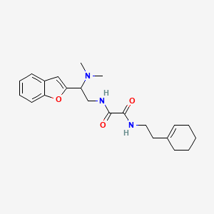 molecular formula C22H29N3O3 B2672655 N1-(2-(benzofuran-2-yl)-2-(dimethylamino)ethyl)-N2-(2-(cyclohex-1-en-1-yl)ethyl)oxalamide CAS No. 2034613-29-9