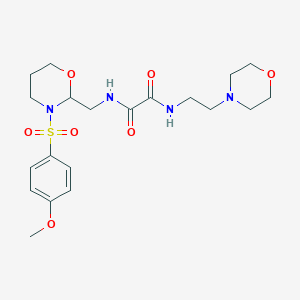 molecular formula C20H30N4O7S B2672660 N1-((3-((4-methoxyphenyl)sulfonyl)-1,3-oxazinan-2-yl)methyl)-N2-(2-morpholinoethyl)oxalamide CAS No. 872880-70-1