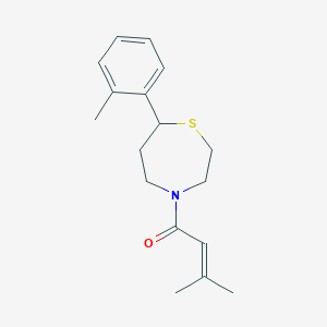 molecular formula C17H23NOS B2672702 3-Methyl-1-(7-(o-tolyl)-1,4-thiazepan-4-yl)but-2-en-1-one CAS No. 1706303-99-2