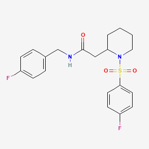 molecular formula C20H22F2N2O3S B2672710 N-(4-fluorobenzyl)-2-(1-((4-fluorophenyl)sulfonyl)piperidin-2-yl)acetamide CAS No. 1021118-68-2