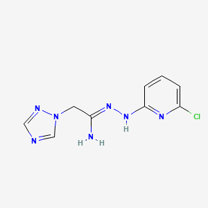 molecular formula C9H10ClN7 B2672728 N-[(6-chloropyridin-2-yl)amino]-2-(1H-1,2,4-triazol-1-yl)ethanimidamide CAS No. 477852-43-0