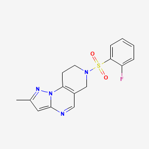 B2672833 7-((2-Fluorophenyl)sulfonyl)-2-methyl-6,7,8,9-tetrahydropyrazolo[1,5-a]pyrido[3,4-e]pyrimidine CAS No. 1797288-11-9