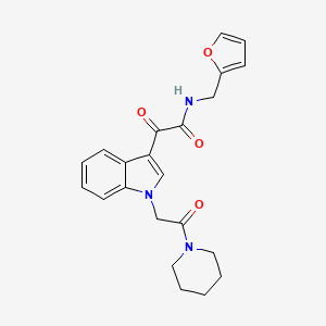 molecular formula C22H23N3O4 B2672912 N-[(furan-2-yl)methyl]-2-oxo-2-{1-[2-oxo-2-(piperidin-1-yl)ethyl]-1H-indol-3-yl}acetamide CAS No. 872861-34-2