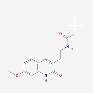 molecular formula C18H24N2O3 B2672920 N-[2-(7-methoxy-2-oxo-1,2-dihydroquinolin-3-yl)ethyl]-3,3-dimethylbutanamide CAS No. 851406-26-3