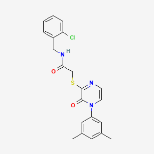 molecular formula C21H20ClN3O2S B2672938 N-[(2-chlorophenyl)methyl]-2-{[4-(3,5-dimethylphenyl)-3-oxo-3,4-dihydropyrazin-2-yl]sulfanyl}acetamide CAS No. 895107-75-2