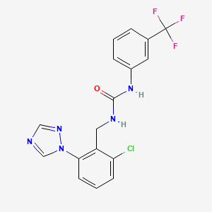 molecular formula C17H13ClF3N5O B2672949 N-[2-chloro-6-(1H-1,2,4-triazol-1-yl)benzyl]-N'-[3-(trifluoromethyl)phenyl]urea CAS No. 866042-61-7