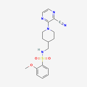 molecular formula C18H21N5O3S B2672960 N-((1-(3-cyanopyrazin-2-yl)piperidin-4-yl)methyl)-2-methoxybenzenesulfonamide CAS No. 1797286-19-1