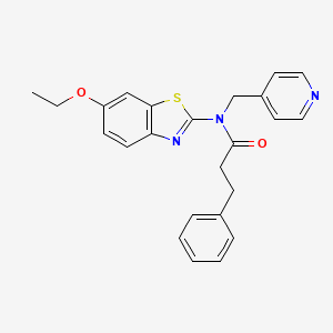 molecular formula C24H23N3O2S B2672971 N-(6-ethoxybenzo[d]thiazol-2-yl)-3-phenyl-N-(pyridin-4-ylmethyl)propanamide CAS No. 923195-15-7